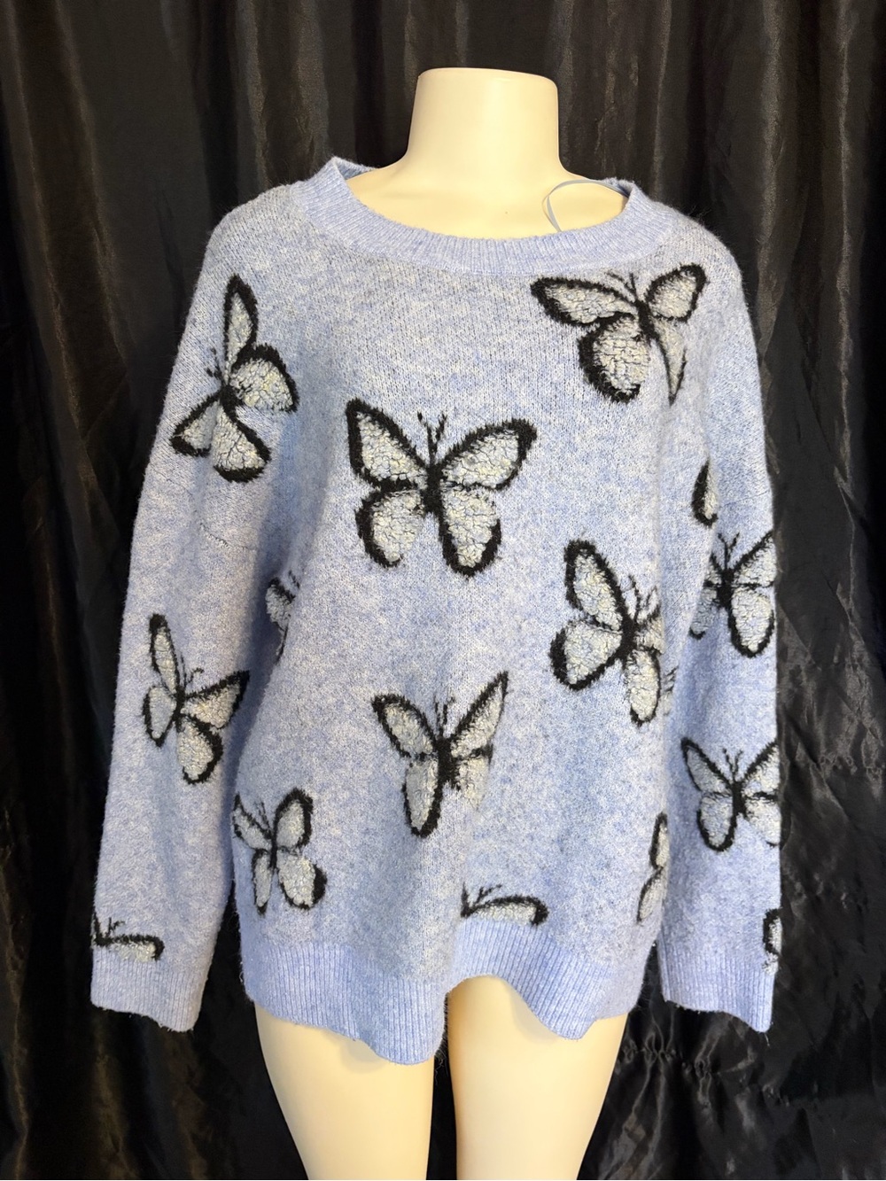 Altar'd State Light Blue Butterfly Crewneck Sweater